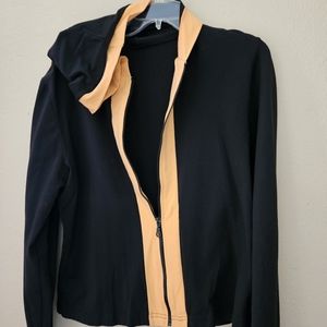 KOS USA activewear hoodie & yoga pants set Size Large Black & orange stripe